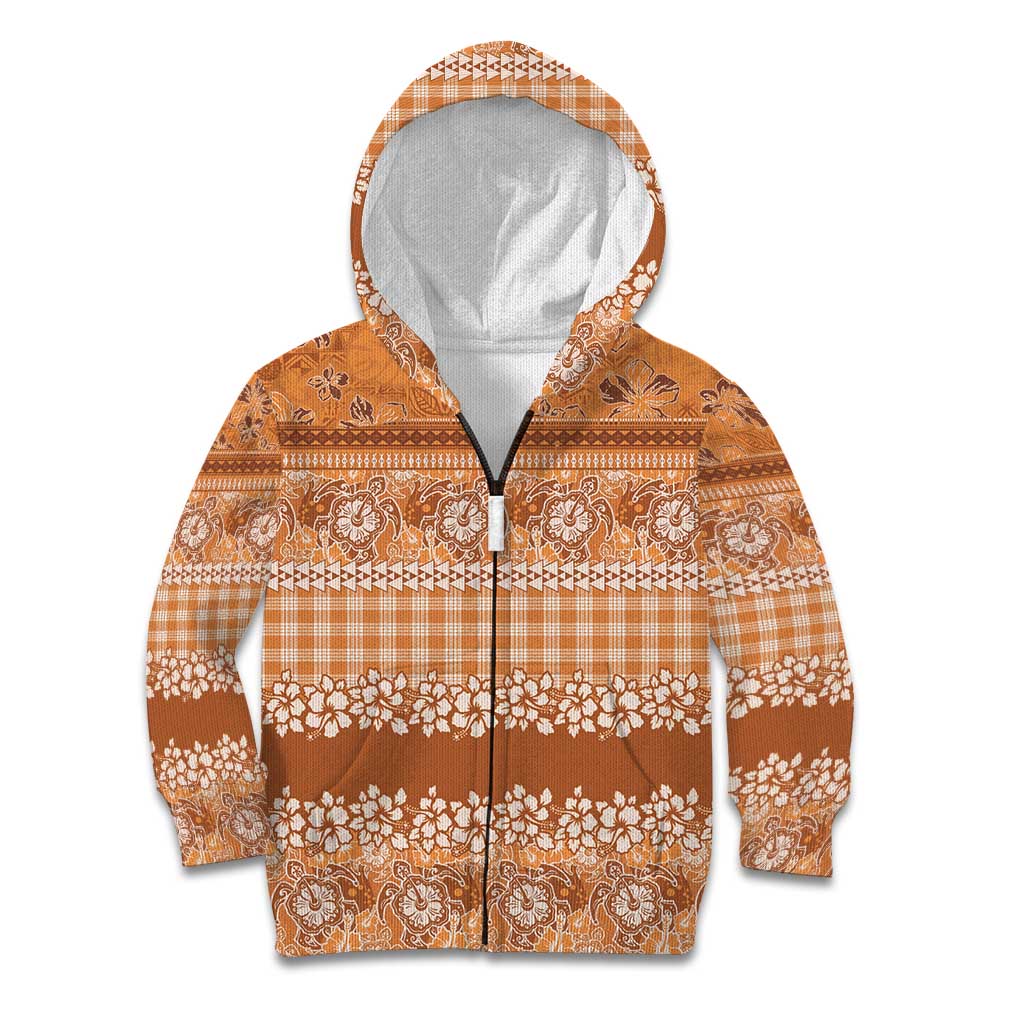 Hawaiian Hibiscus Honu Kid Hoodie Gold Mele Kalikimaka Palaka Spirit - Polynesian Pride