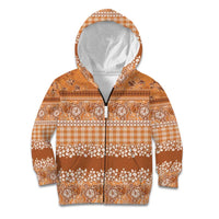 Hawaiian Hibiscus Honu Kid Hoodie Gold Mele Kalikimaka Palaka Spirit - Polynesian Pride