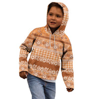 Hawaiian Hibiscus Honu Kid Hoodie Gold Mele Kalikimaka Palaka Spirit - Polynesian Pride