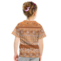 Hawaiian Hibiscus Honu Kid T Shirt Gold Mele Kalikimaka Palaka Spirit - Polynesian Pride