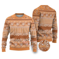 Hawaiian Hibiscus Honu Ugly Christmas Sweater Gold Mele Kalikimaka Palaka Spirit - Polynesian Pride