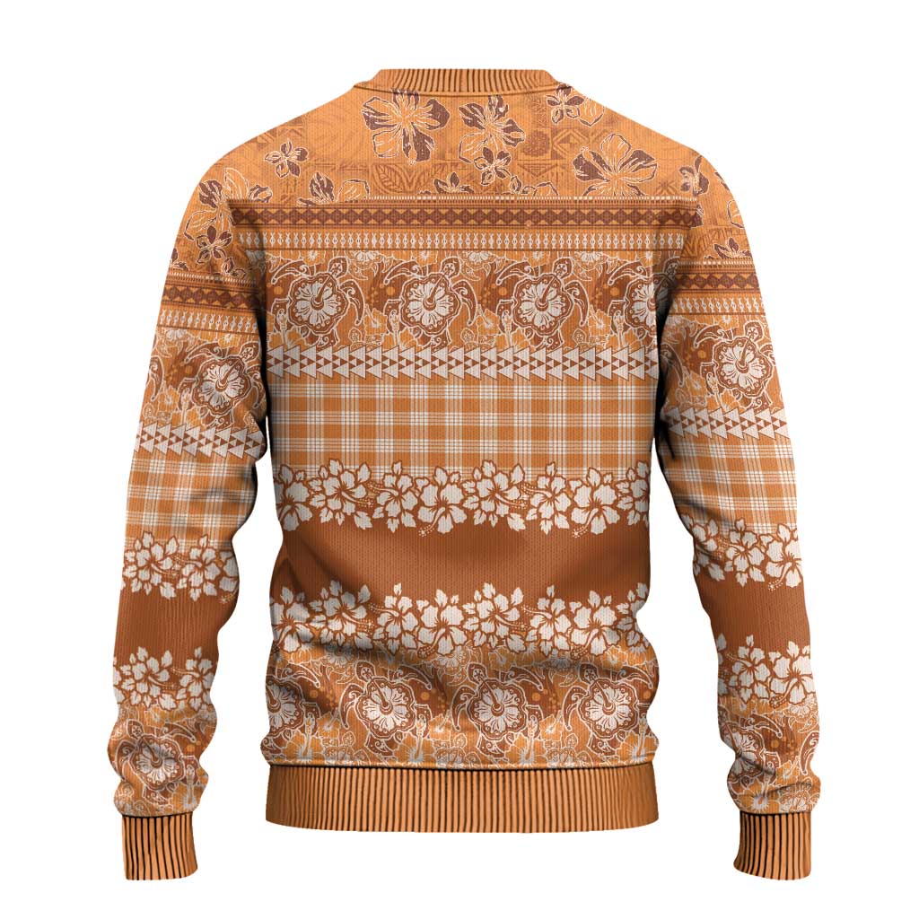 Hawaiian Hibiscus Honu Ugly Christmas Sweater Gold Mele Kalikimaka Palaka Spirit - Polynesian Pride