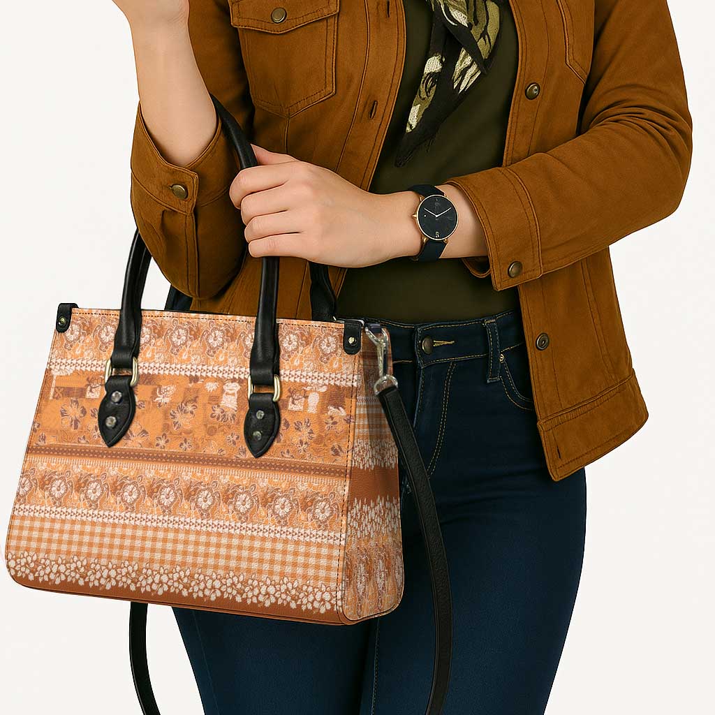 Hawaiian Hibiscus Honu Leather Bag Gold Mele Kalikimaka Palaka Spirit - Polynesian Pride