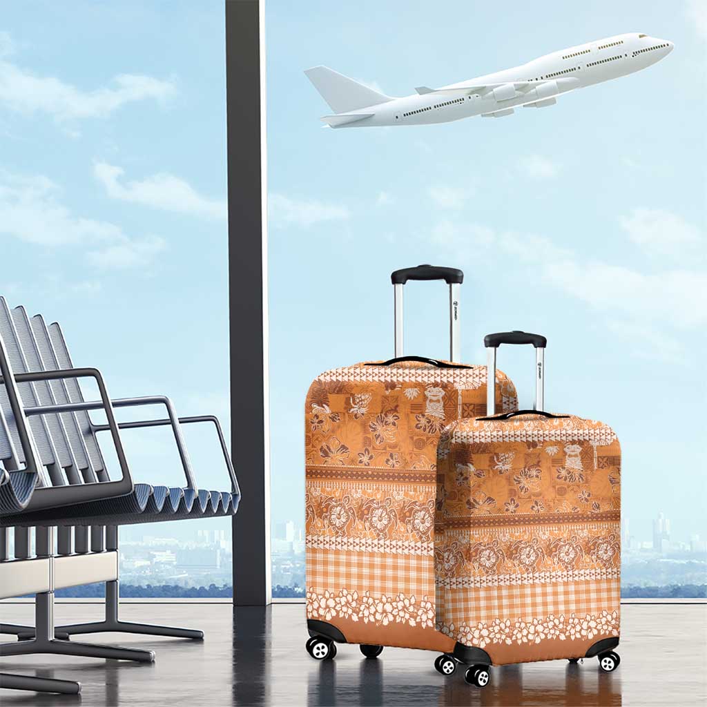 Hawaiian Hibiscus Honu Luggage Cover Gold Mele Kalikimaka Palaka Spirit - Polynesian Pride