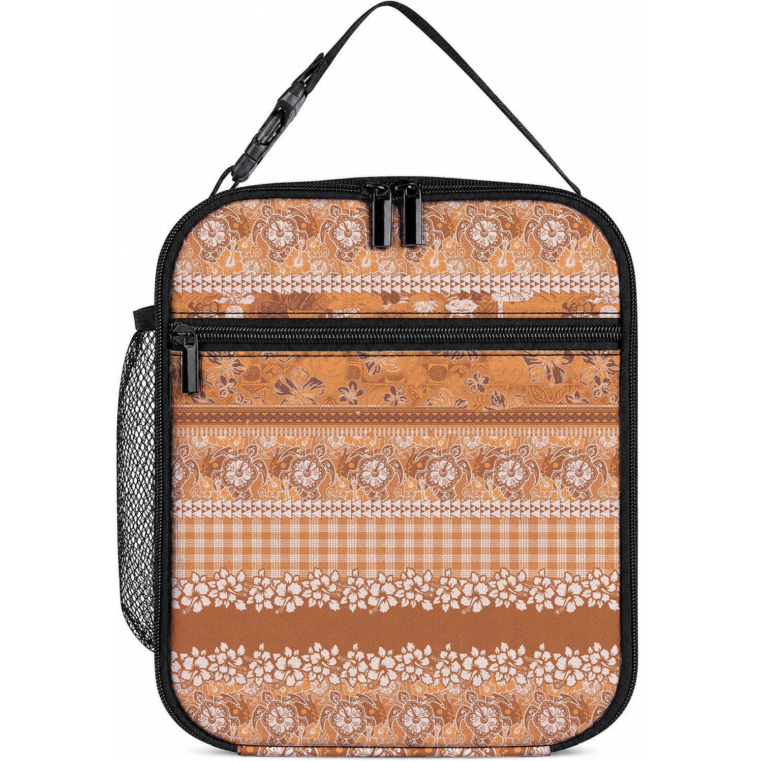 Hawaiian Hibiscus Honu Lunch Bag Gold Mele Kalikimaka Palaka Spirit LT9 10.2 × 8.3 × 4.3 inch Gold - Polynesian Pride
