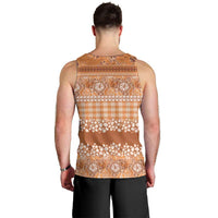 Hawaiian Hibiscus Honu Men Tank Top Gold Mele Kalikimaka Palaka Spirit - Polynesian Pride