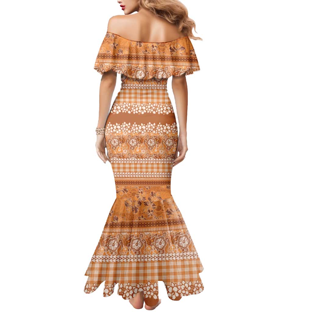 Hawaiian Hibiscus Honu Mermaid Dress Gold Mele Kalikimaka Palaka Spirit - Polynesian Pride