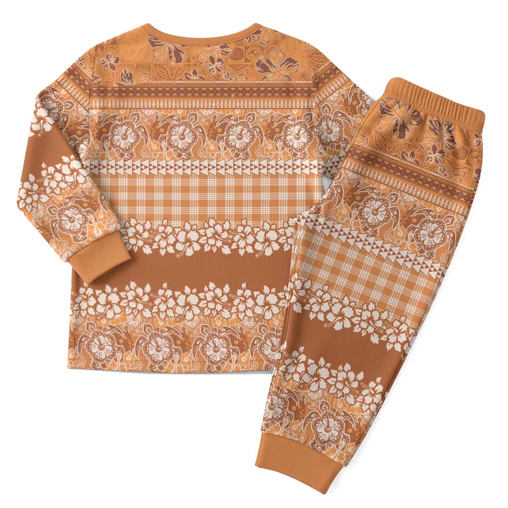 Hawaiian Hibiscus Honu Christmas Pajama Set Gold Mele Kalikimaka Palaka Spirit - Polynesian Pride