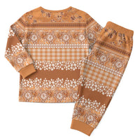 Hawaiian Hibiscus Honu Christmas Pajama Set Gold Mele Kalikimaka Palaka Spirit - Polynesian Pride