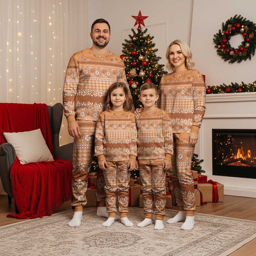 Hawaiian Hibiscus Honu Christmas Pajama Set Gold Mele Kalikimaka Palaka Spirit - Polynesian Pride