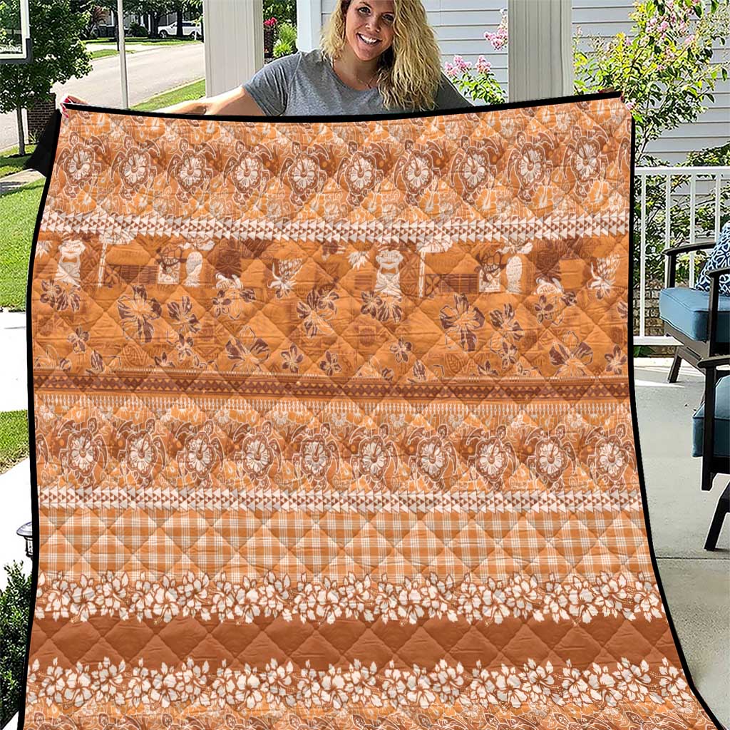 Hawaiian Hibiscus Honu Quilt Gold Mele Kalikimaka Palaka Spirit - Polynesian Pride
