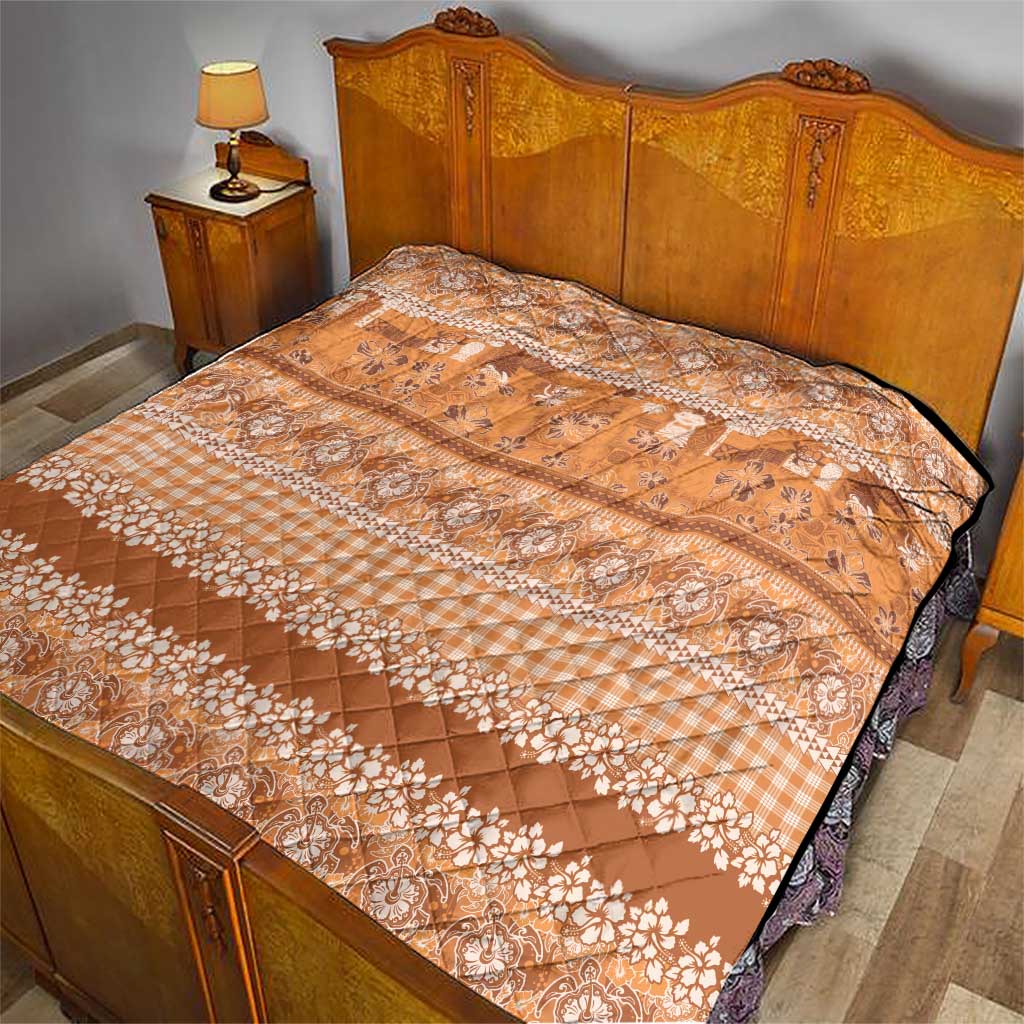 Hawaiian Hibiscus Honu Quilt Gold Mele Kalikimaka Palaka Spirit - Polynesian Pride