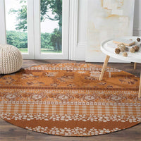 Hawaiian Hibiscus Honu Round Carpet Gold Mele Kalikimaka Palaka Spirit - Polynesian Pride