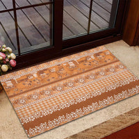 Hawaiian Hibiscus Honu Rubber Doormat Gold Mele Kalikimaka Palaka Spirit - Polynesian Pride