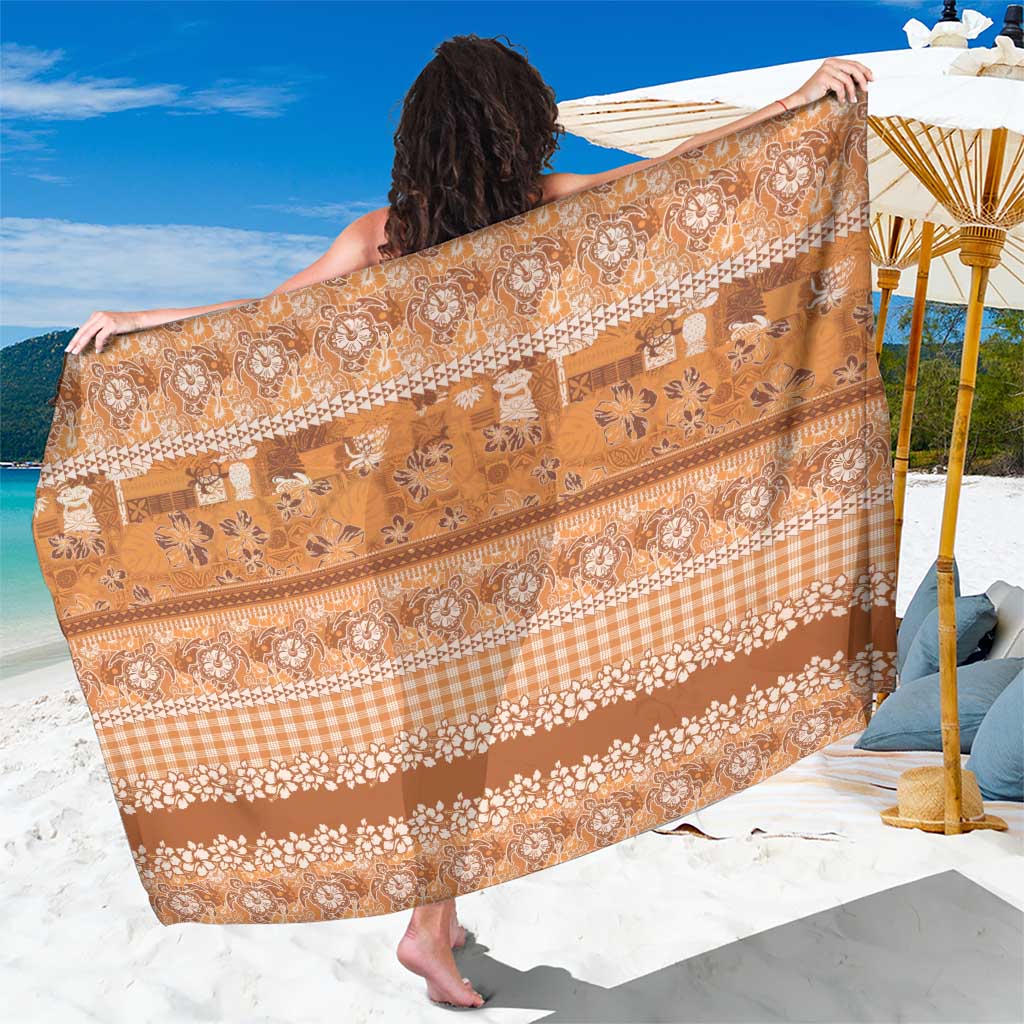 Hawaiian Hibiscus Honu Sarong Gold Mele Kalikimaka Palaka Spirit - Polynesian Pride