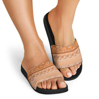 Hawaiian Hibiscus Honu Slide Sandals Gold Mele Kalikimaka Palaka Spirit - Polynesian Pride