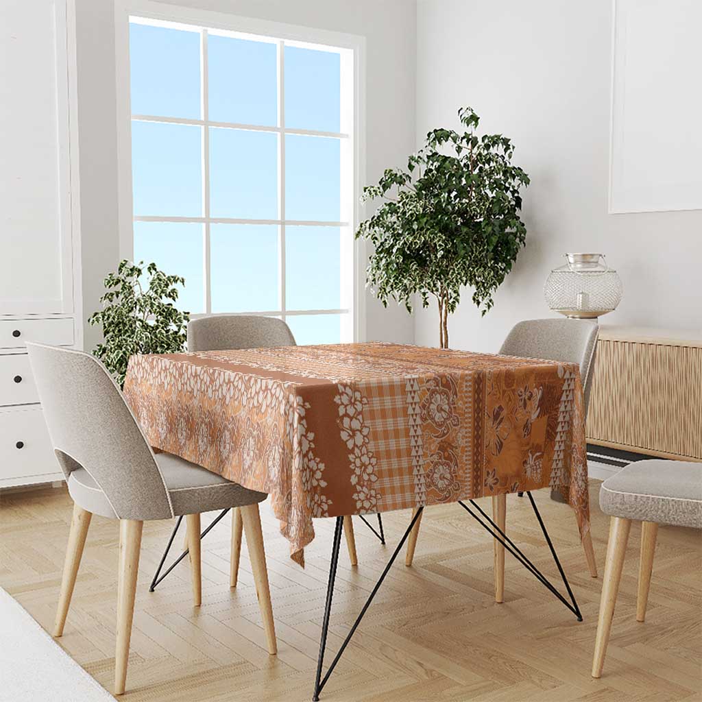 Hawaiian Hibiscus Honu Tablecloth Gold Mele Kalikimaka Palaka Spirit - Polynesian Pride