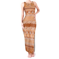 Hawaiian Hibiscus Honu Tank Maxi Dress Gold Mele Kalikimaka Palaka Spirit - Polynesian Pride
