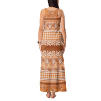 Hawaiian Hibiscus Honu Tank Maxi Dress Gold Mele Kalikimaka Palaka Spirit - Polynesian Pride