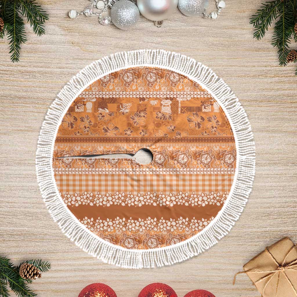 Hawaiian Hibiscus Honu Tree Skirt Gold Mele Kalikimaka Palaka Spirit - Polynesian Pride