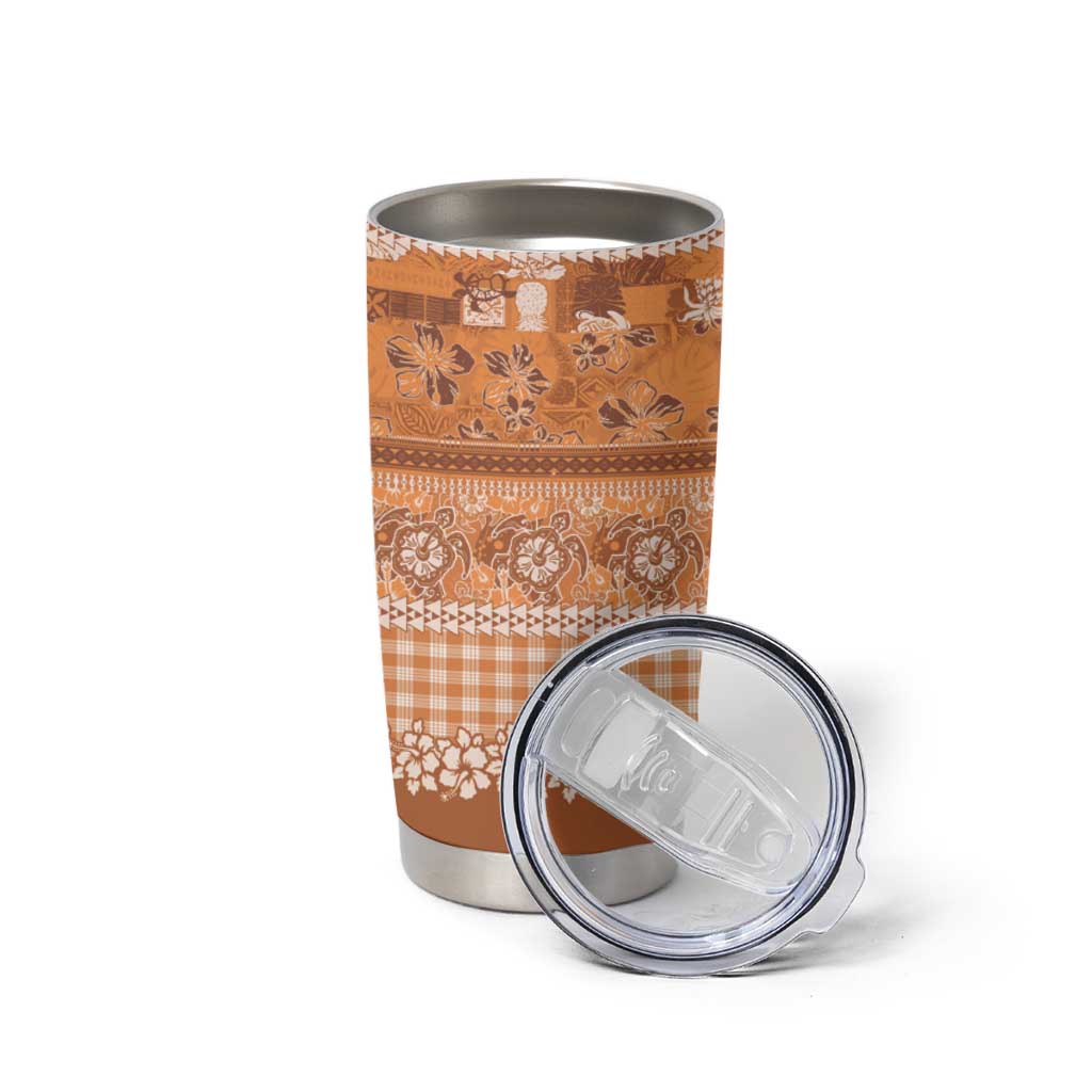 Hawaiian Hibiscus Honu Tumbler Cup Gold Mele Kalikimaka Palaka Spirit - Polynesian Pride