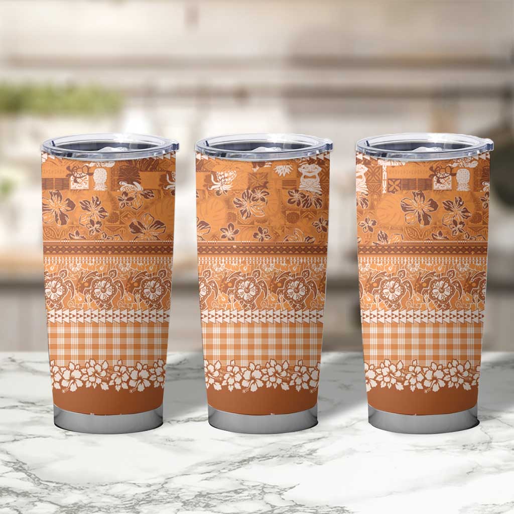 Hawaiian Hibiscus Honu Tumbler Cup Gold Mele Kalikimaka Palaka Spirit - Polynesian Pride