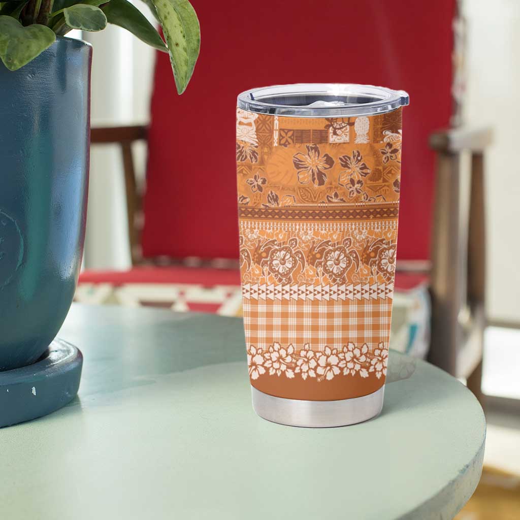 Hawaiian Hibiscus Honu Tumbler Cup Gold Mele Kalikimaka Palaka Spirit - Polynesian Pride