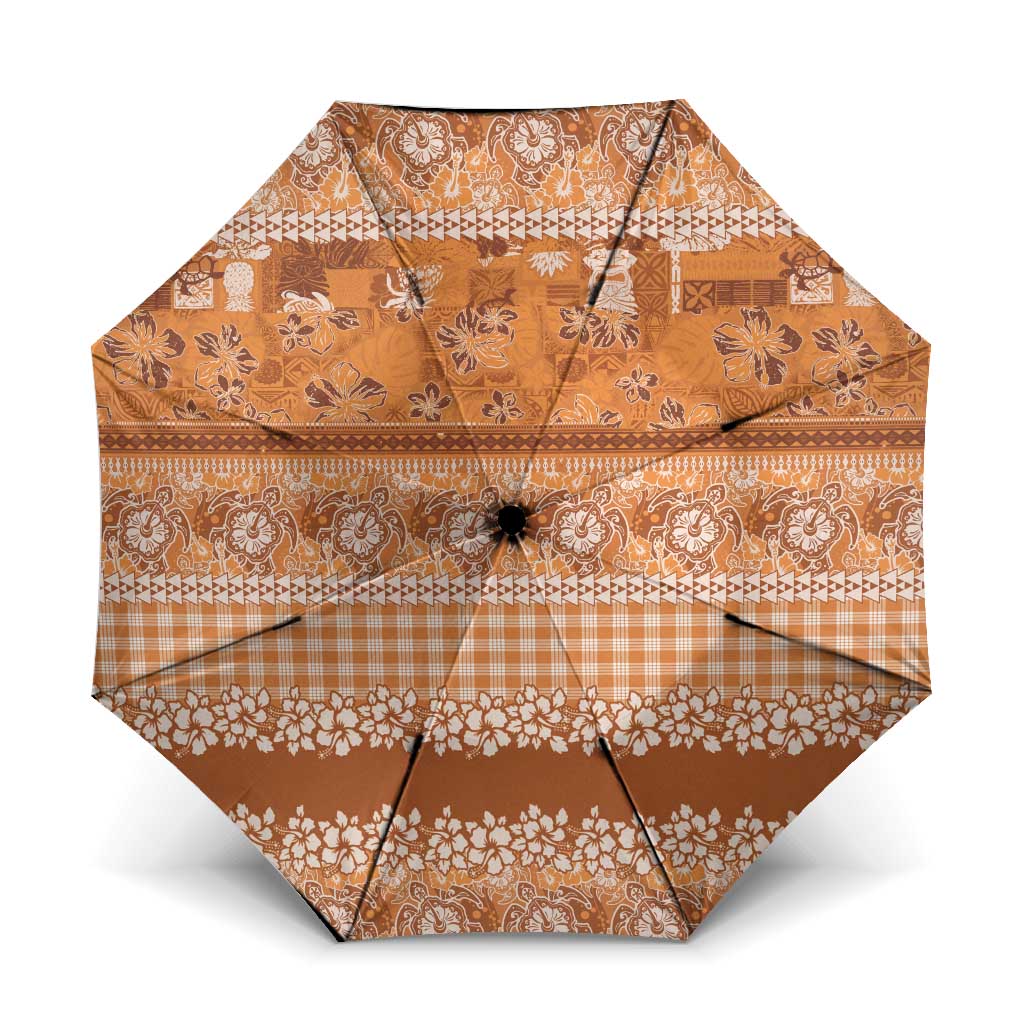 Hawaiian Hibiscus Honu Umbrella Gold Mele Kalikimaka Palaka Spirit - Polynesian Pride