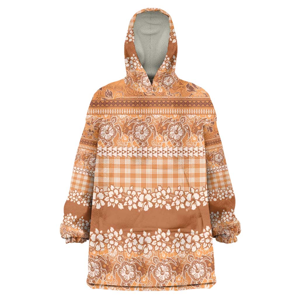 Hawaiian Hibiscus Honu Wearable Blanket Hoodie Gold Mele Kalikimaka Palaka Spirit - Polynesian Pride