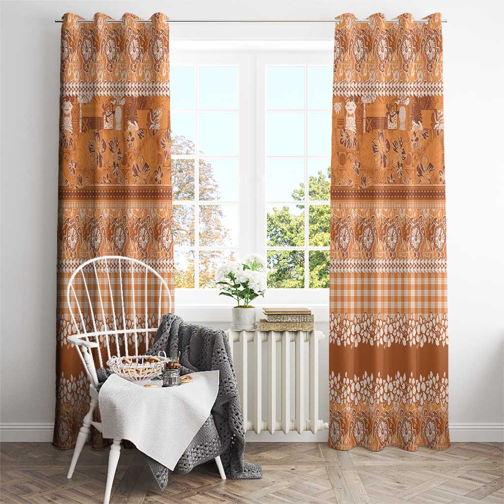 Hawaiian Hibiscus Honu Window Curtain Gold Mele Kalikimaka Palaka Spirit - Polynesian Pride