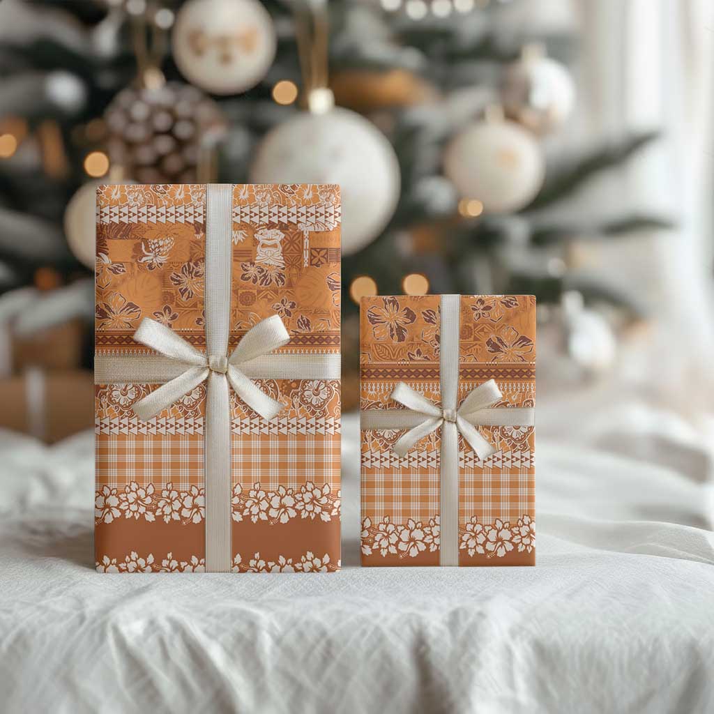 Hawaiian Hibiscus Honu Wrapping Paper Gold Mele Kalikimaka Palaka Spirit - Polynesian Pride