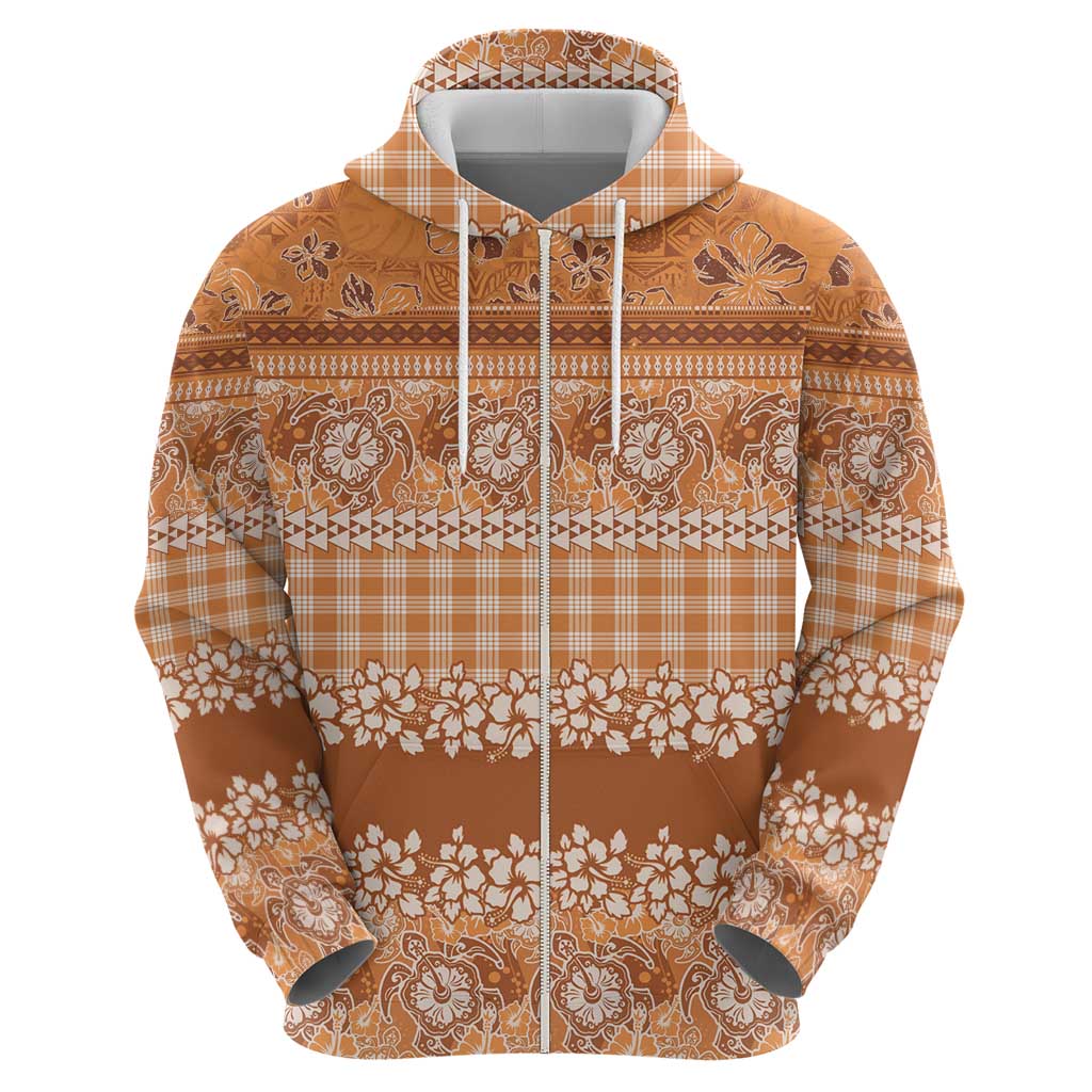 Hawaiian Hibiscus Honu Zip Hoodie Gold Mele Kalikimaka Palaka Spirit LT9 - Polynesian Pride