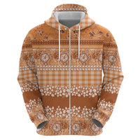Hawaiian Hibiscus Honu Zip Hoodie Gold Mele Kalikimaka Palaka Spirit LT9 - Polynesian Pride