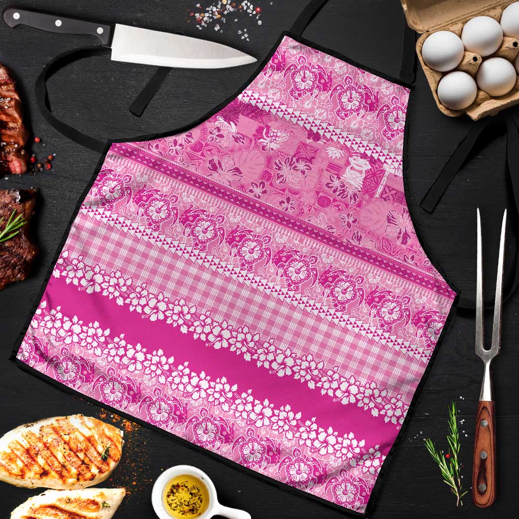 Hawaiian Hibiscus Honu Apron Pink Mele Kalikimaka Palaka Spirit LT9 Pink - Polynesian Pride