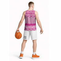 Hawaiian Hibiscus Honu Basketball Jersey Pink Mele Kalikimaka Palaka Spirit - Polynesian Pride