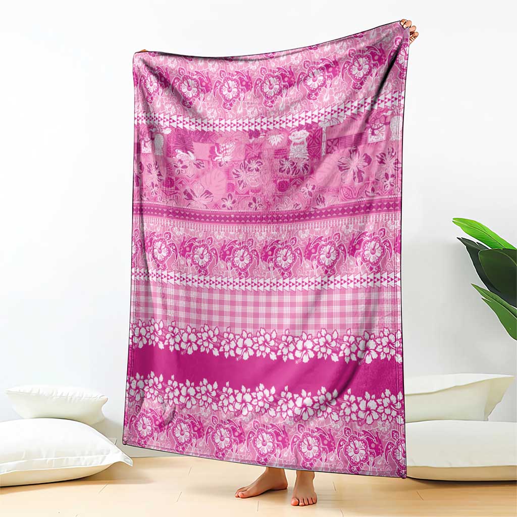 Hawaiian Hibiscus Honu Blanket Pink Mele Kalikimaka Palaka Spirit - Polynesian Pride