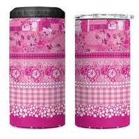 Hawaiian Hibiscus Honu 4 in 1 Can Cooler Tumbler Pink Mele Kalikimaka Palaka Spirit LT9 One Size: 16 oz Pink - Polynesian Pride