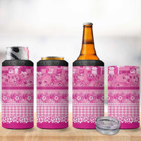 Hawaiian Hibiscus Honu 4 in 1 Can Cooler Tumbler Pink Mele Kalikimaka Palaka Spirit LT9 - Polynesian Pride