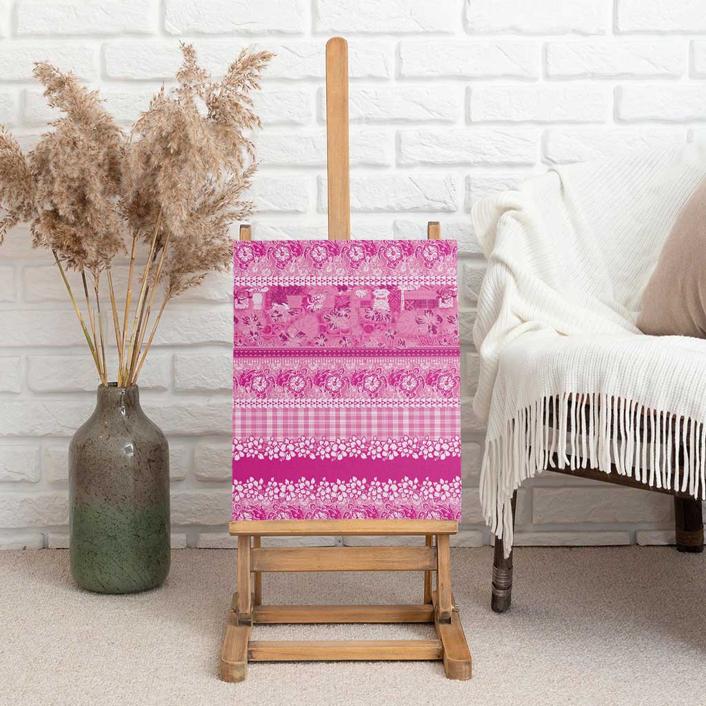 Hawaiian Hibiscus Honu Canvas Wall Art Pink Mele Kalikimaka Palaka Spirit - Polynesian Pride