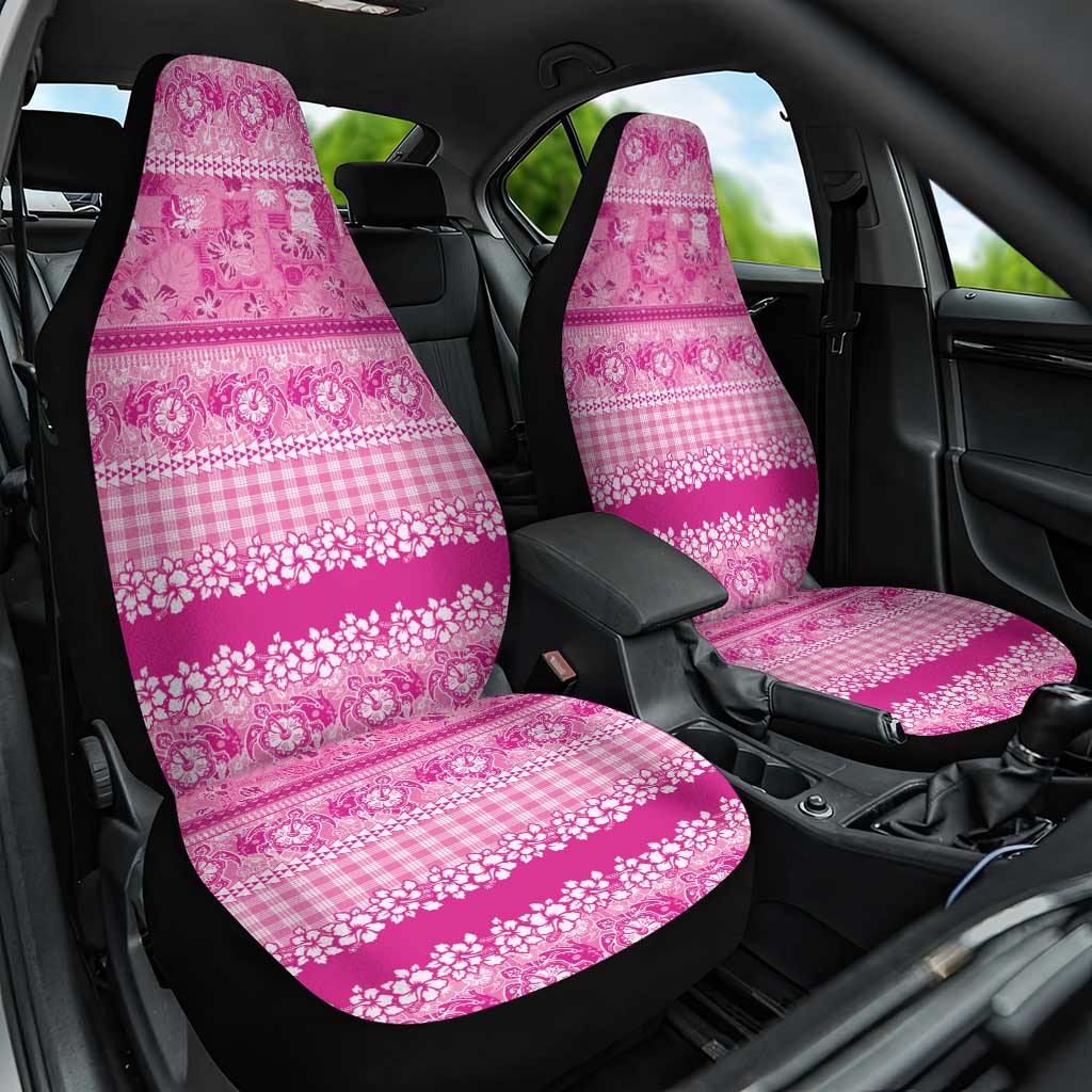 Hawaiian Hibiscus Honu Car Seat Cover Pink Mele Kalikimaka Palaka Spirit - Polynesian Pride