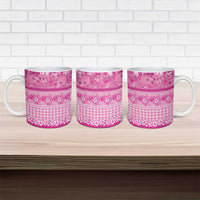 Hawaiian Hibiscus Honu Ceramic Mug Pink Mele Kalikimaka Palaka Spirit - Polynesian Pride