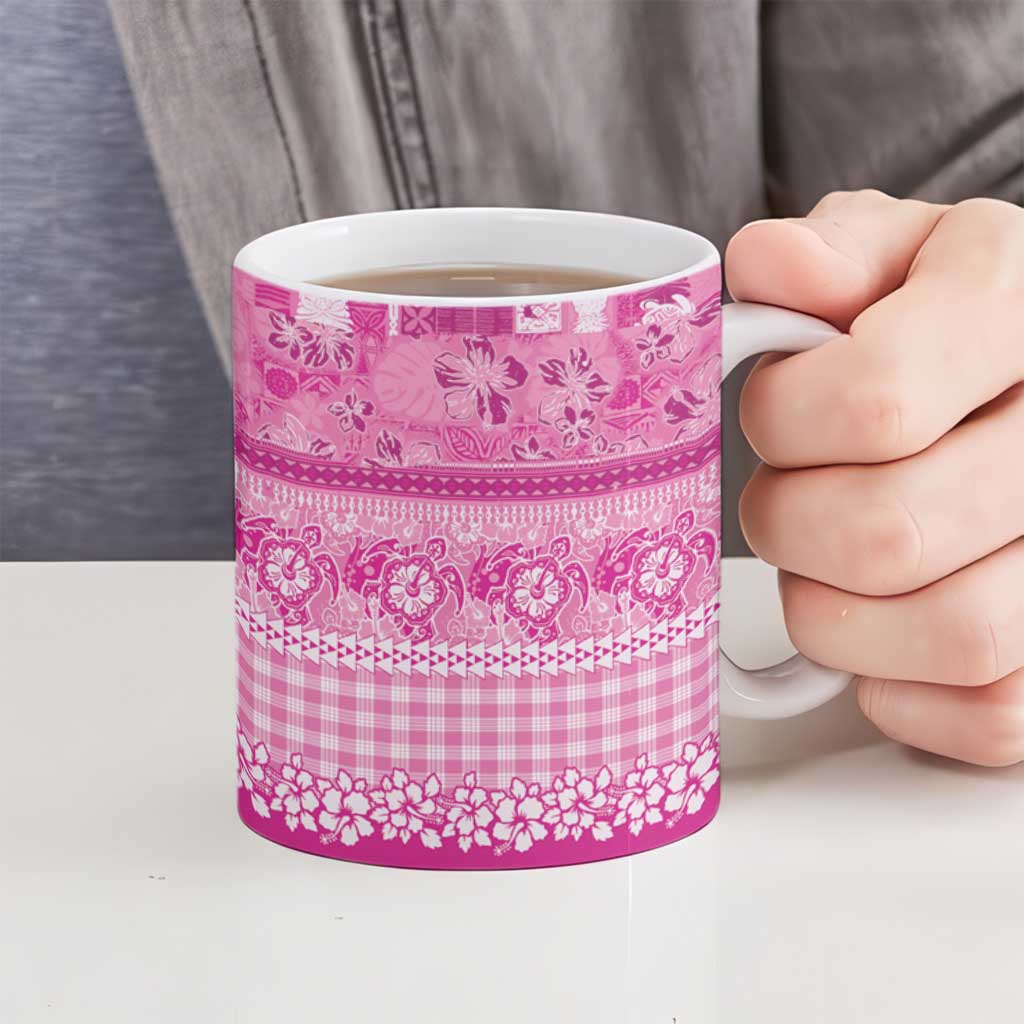 Hawaiian Hibiscus Honu Ceramic Mug Pink Mele Kalikimaka Palaka Spirit - Polynesian Pride
