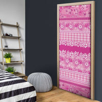 Hawaiian Hibiscus Honu Door Cover Pink Mele Kalikimaka Palaka Spirit - Polynesian Pride