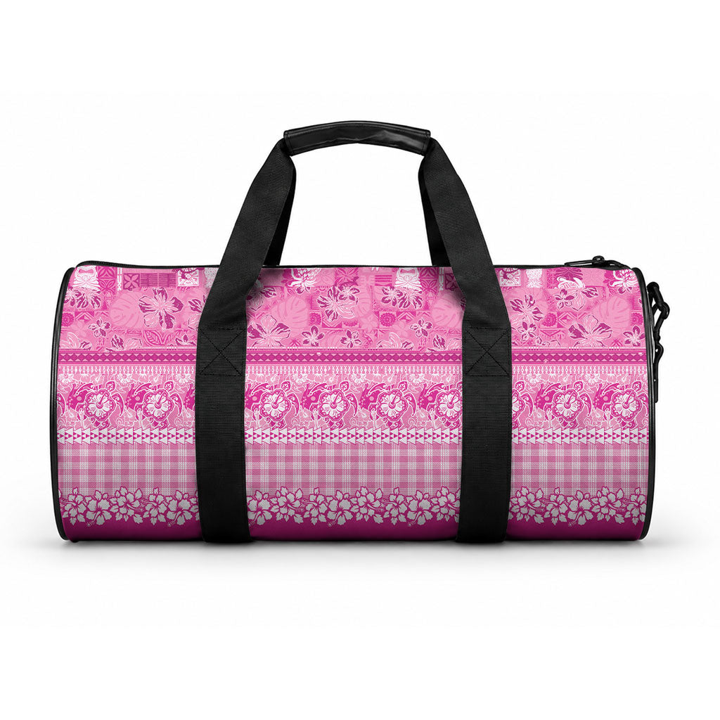 Hawaiian Hibiscus Honu Duffle Bag Pink Mele Kalikimaka Palaka Spirit LT9 One size Pink - Polynesian Pride