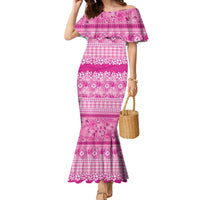 Hawaiian Hibiscus Honu Family Matching Mermaid Dress and Hawaiian Shirt Pink Mele Kalikimaka Palaka Spirit LT9 Pink - Polynesian Pride