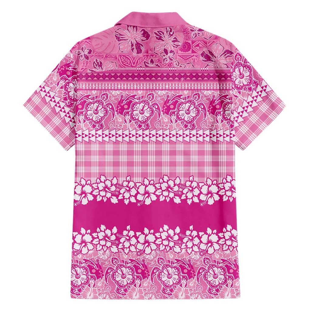 Hawaiian Hibiscus Honu Family Matching Off Shoulder Maxi Dress and Hawaiian Shirt Pink Mele Kalikimaka Palaka Spirit LT9 - Polynesian Pride
