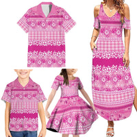 Hawaiian Hibiscus Honu Family Matching Summer Maxi Dress and Hawaiian Shirt Pink Mele Kalikimaka Palaka Spirit LT9 - Polynesian Pride
