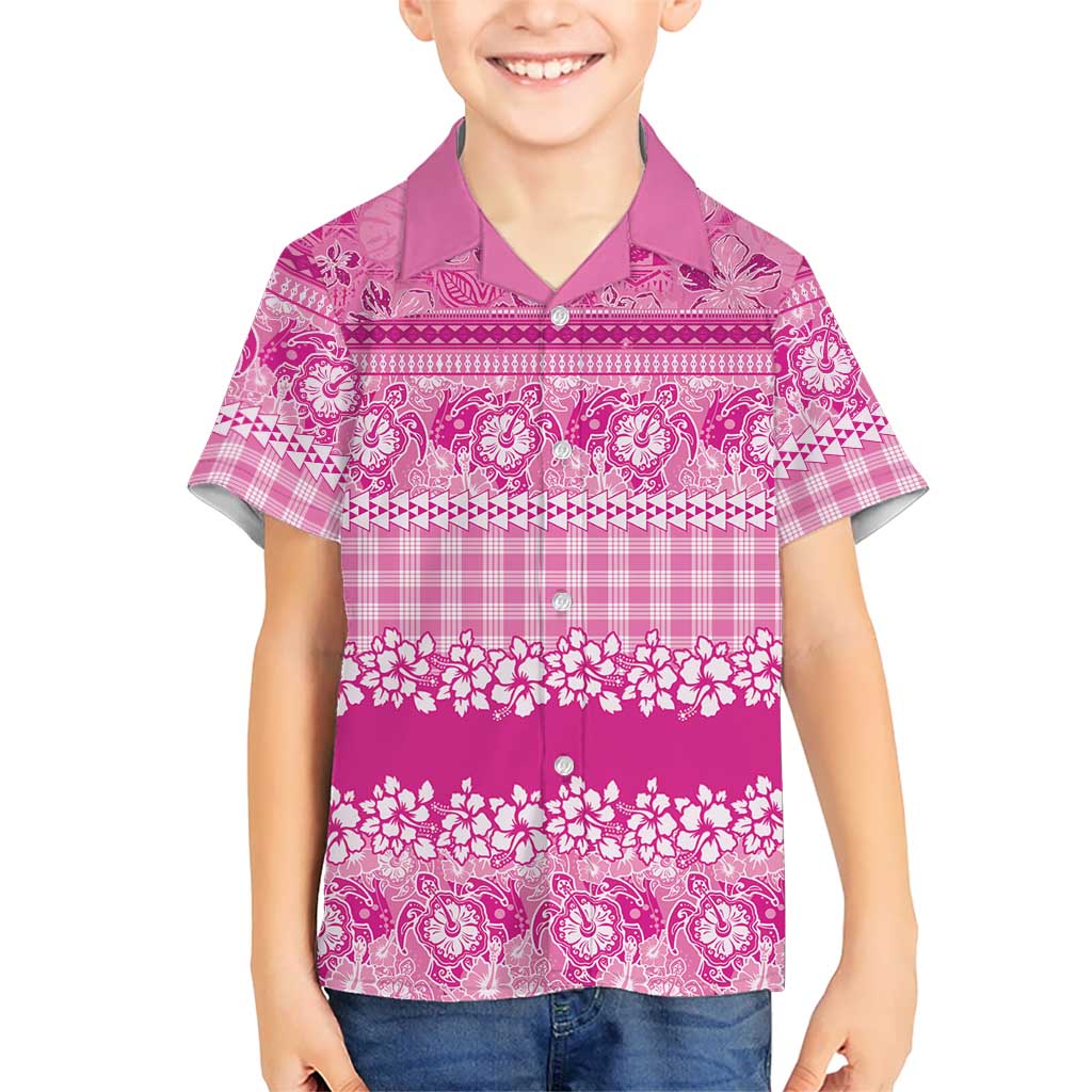 Hawaiian Hibiscus Honu Family Matching Tank Maxi Dress and Hawaiian Shirt Pink Mele Kalikimaka Palaka Spirit LT9 - Polynesian Pride
