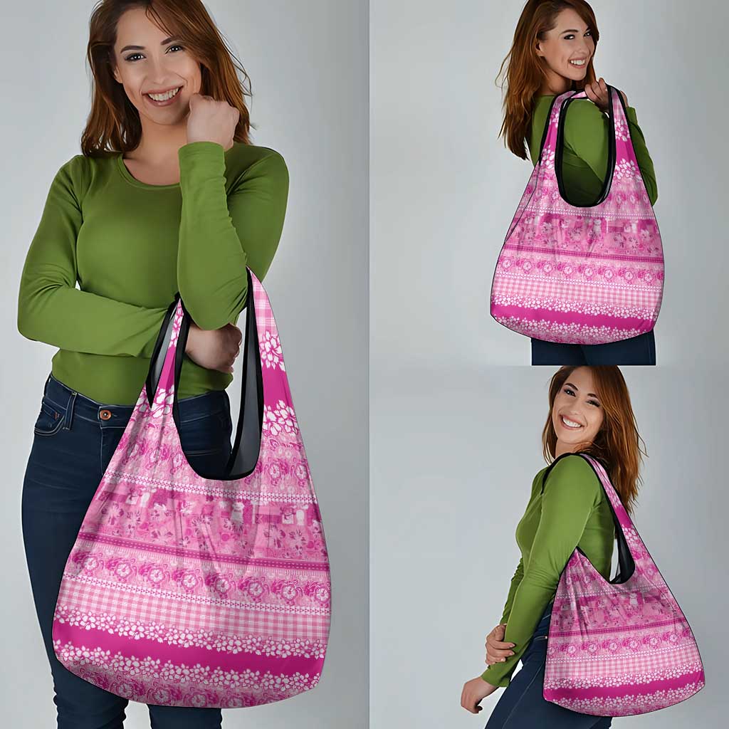 Hawaiian Hibiscus Honu Grocery Bag Pink Mele Kalikimaka Palaka Spirit - Polynesian Pride