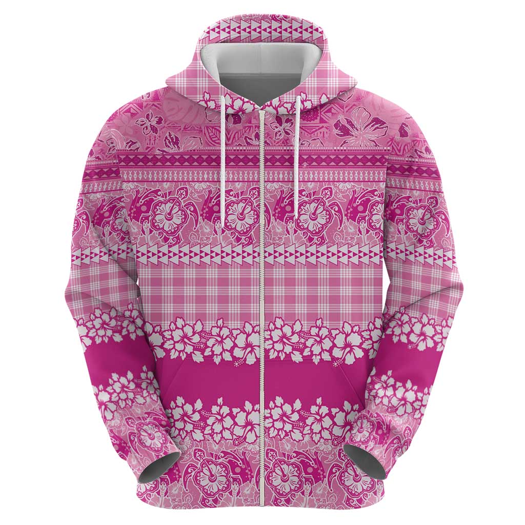 Hawaiian Hibiscus Honu Hoodie Pink Mele Kalikimaka Palaka Spirit - Polynesian Pride